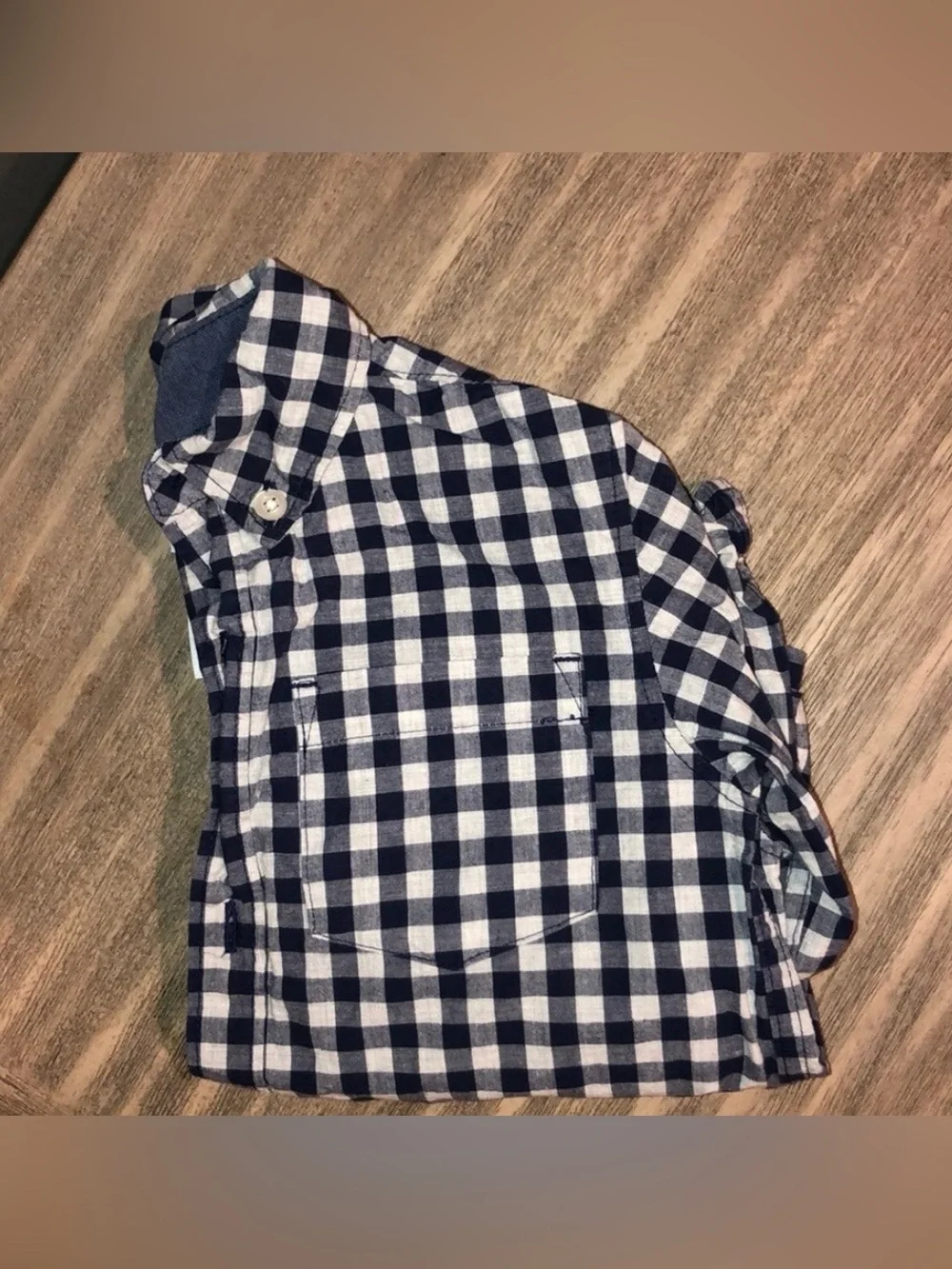 Carter's Toddler Navy Blue and White Check Button-Down Shirt